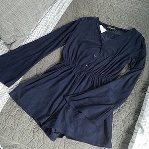 Navy Faux Suede Romper